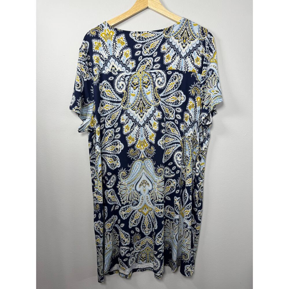 Soma Cool Nights Sleep Dress XXL Blue Paisley Short Sleeve Nightgown - Picture 6 of 11